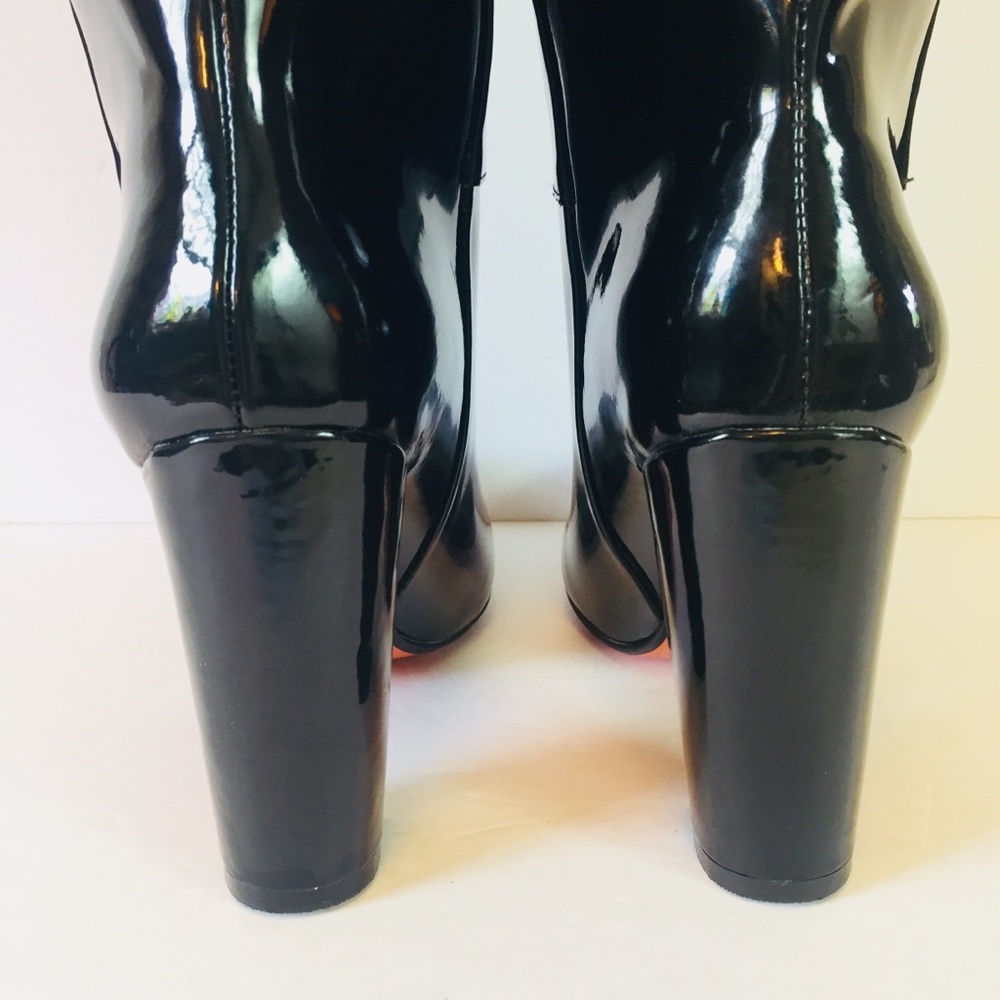 Maxgreat Black Glossy Patent Leather Heeled Boots - Picture 3 of 8